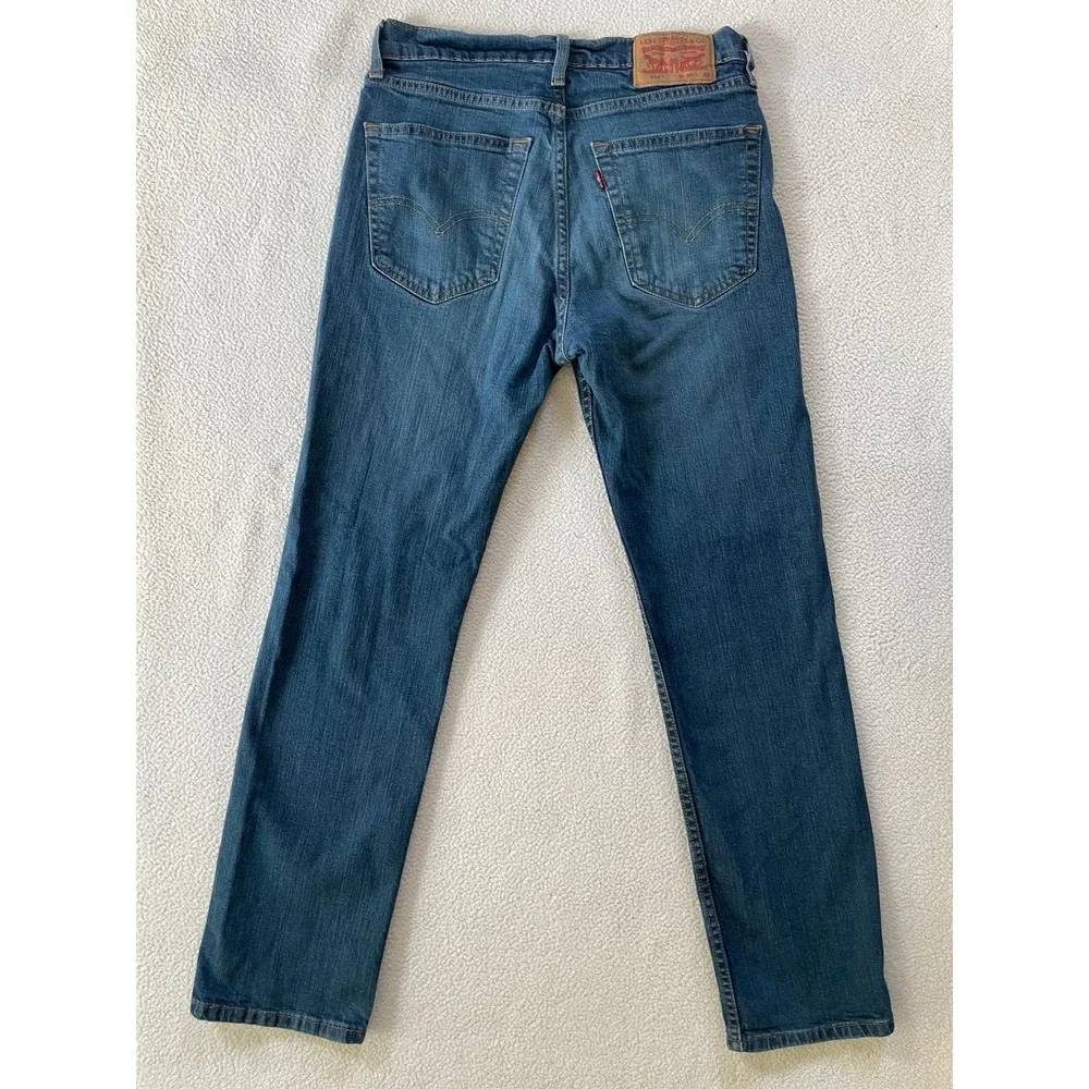 Levis Mens 30x30 (30x28) 514 Straight Fit Jeans Blue Stretch Denim Fade Whiskers
